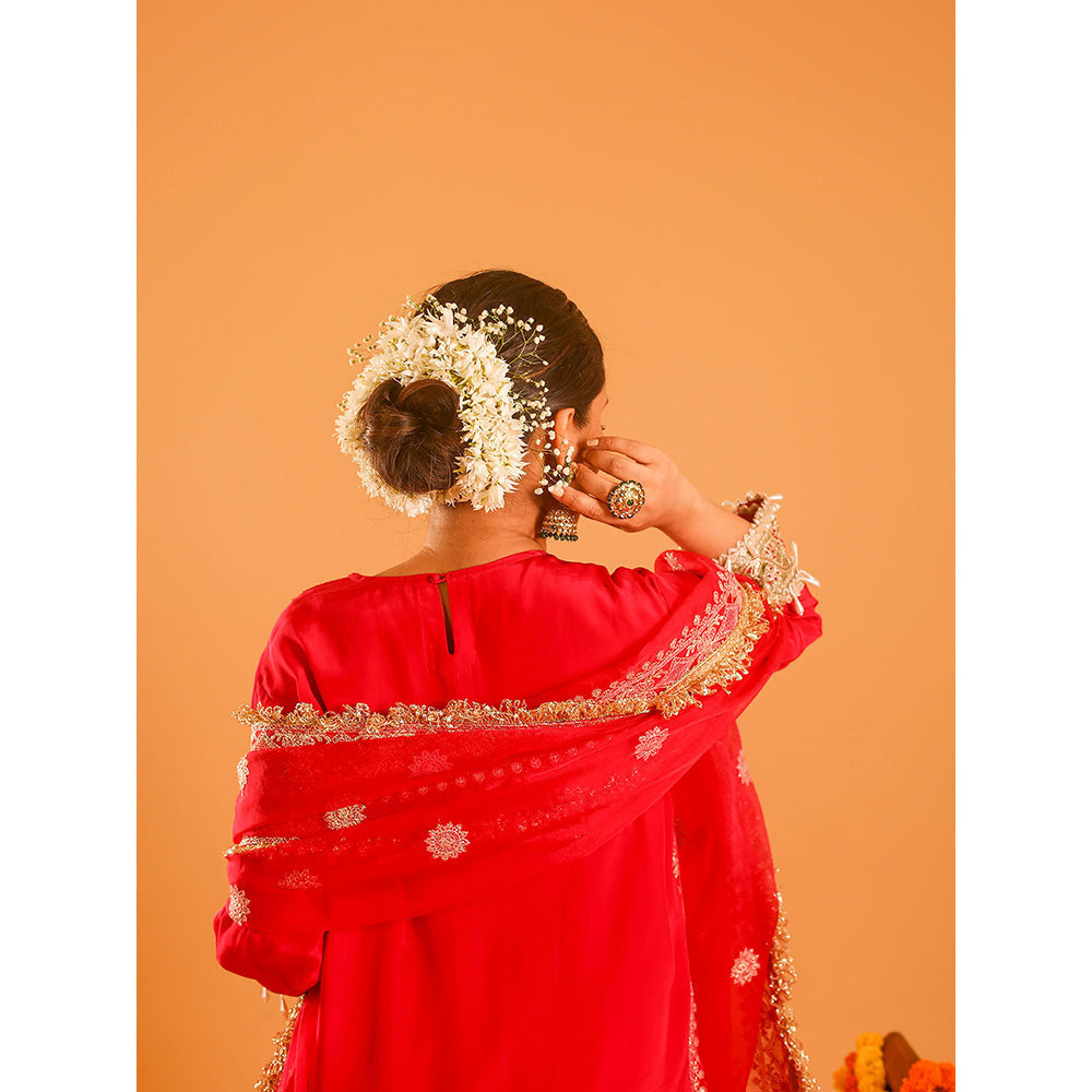 OHH CROW Red Straight Length Kurta with Pant and Dupatta (Set of 3)