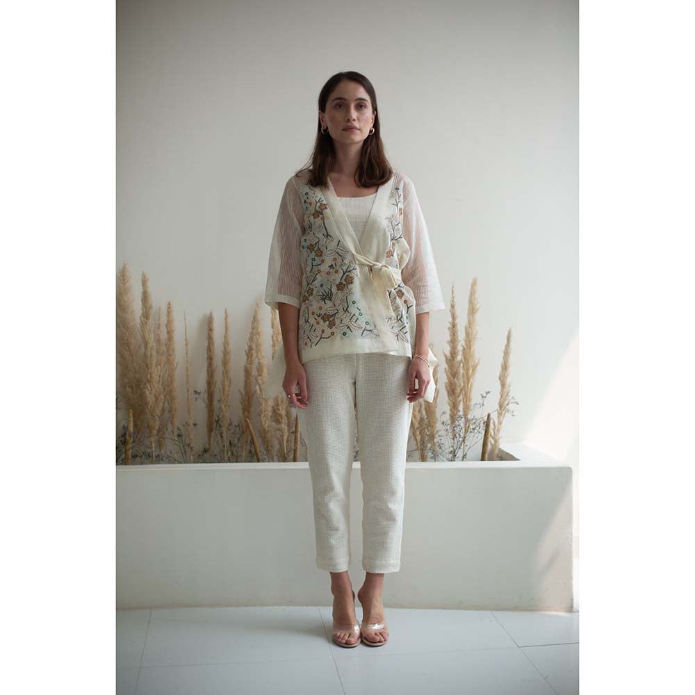 OJA Fern White Embroidered Co-Ord (Set of 3)