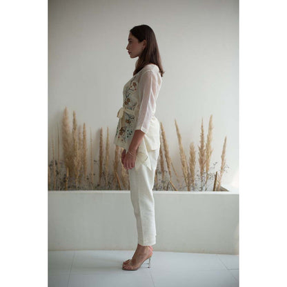 OJA Fern White Embroidered Co-Ord (Set of 3)