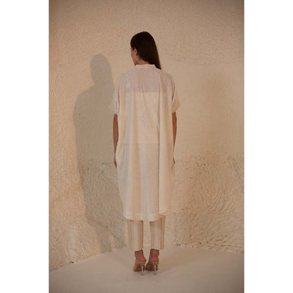 OJA Fern White Linen Embroidered Co-Ord (Set of 3)