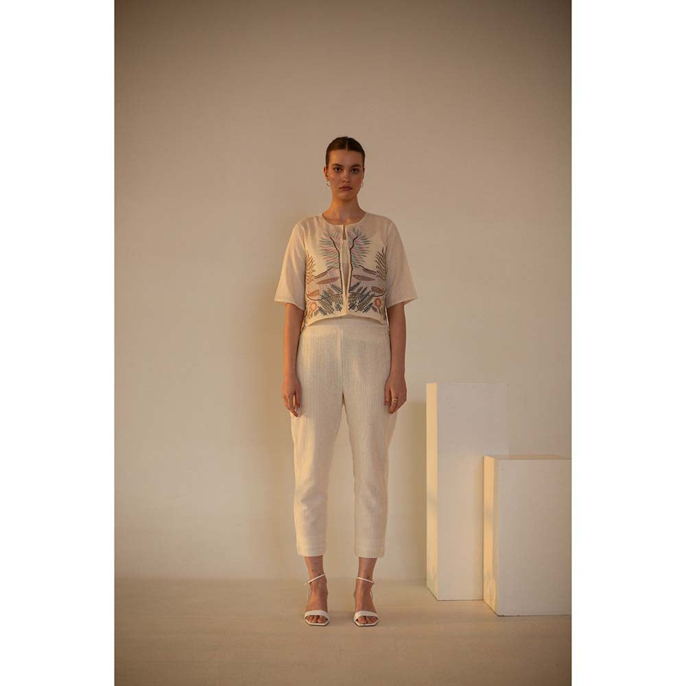 OJA Fern Ivory Embroidered Co-Ord (Set of 3)