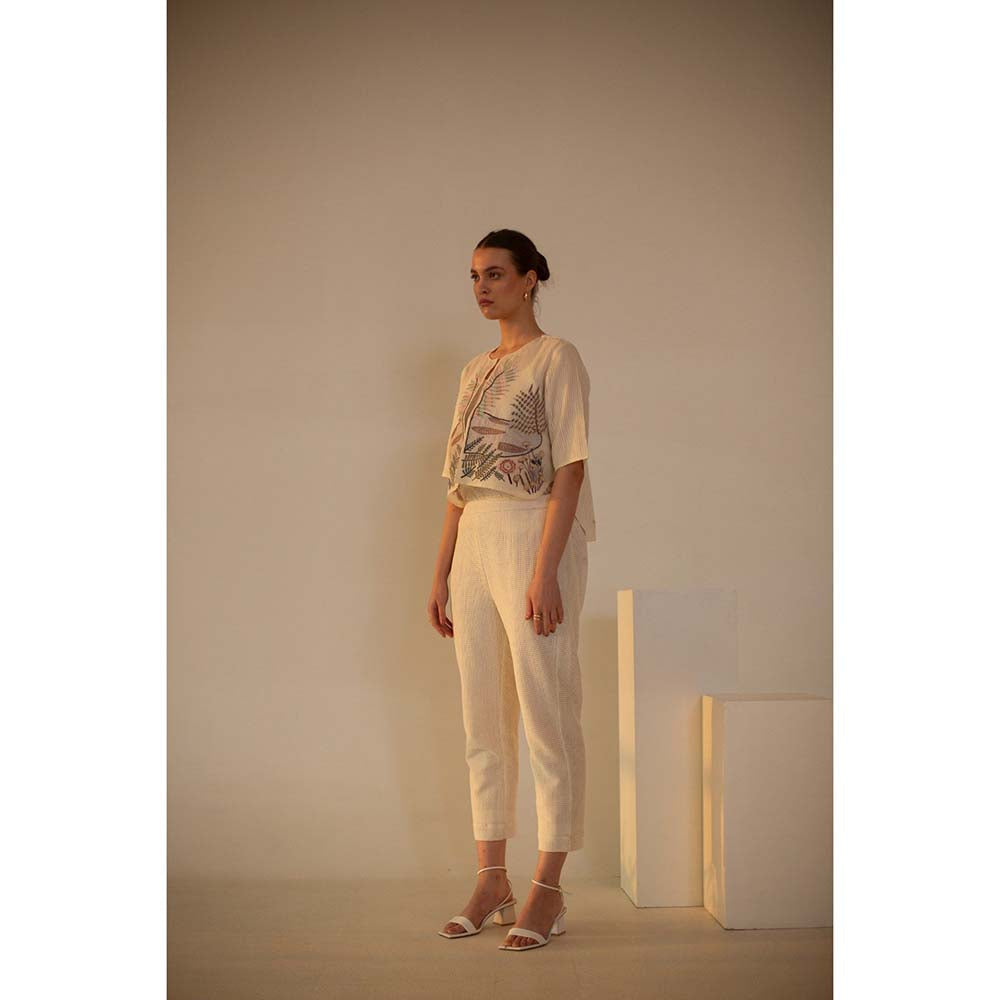 OJA Fern Ivory Embroidered Co-Ord (Set of 3)