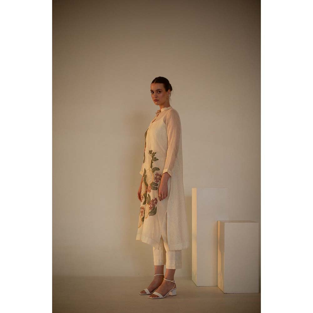 OJA Fern Ivory Kurta and Pant (Set of 3)