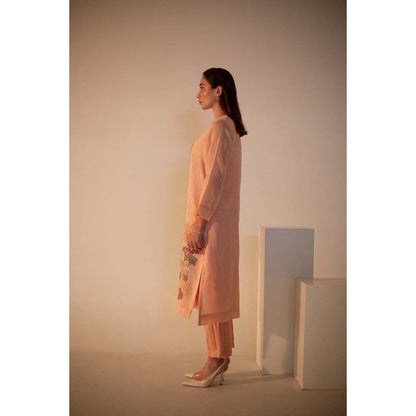 OJA Fern Blush Pink Kurta and Pant with Inner (Set of 3)