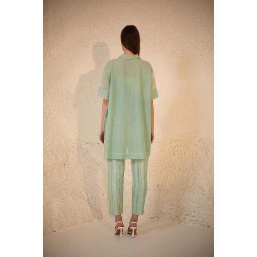 OJA Fern Mint Green Embroidered Co-Ord (Set of 3)