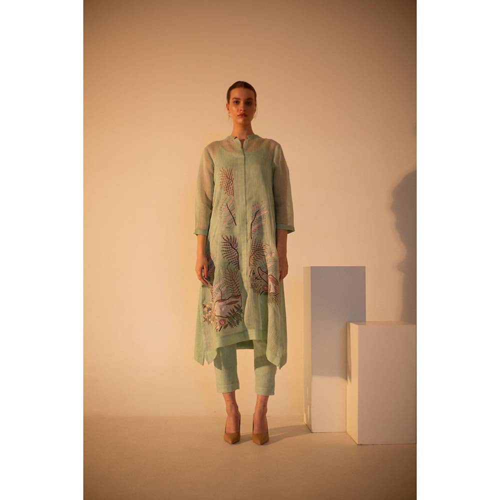 OJA Fern Mint Green Kurta and Pant with Inner (Set of 3)