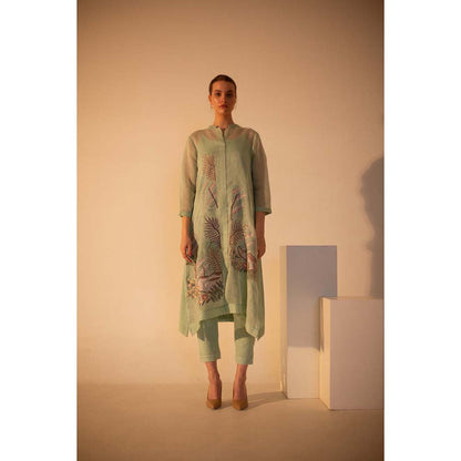 OJA Fern Mint Green Kurta and Pant with Inner (Set of 3)