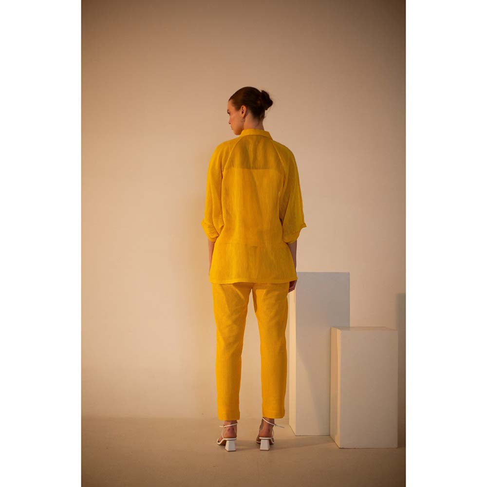 OJA Fern Yellow Embroidered 3 Piece Co-Ord (Set of 3)