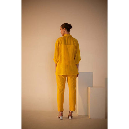 OJA Fern Yellow Embroidered 3 Piece Co-Ord (Set of 3)