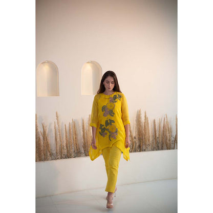 OJA Fern Yellow Embroidered Co-Ord (Set of 3)