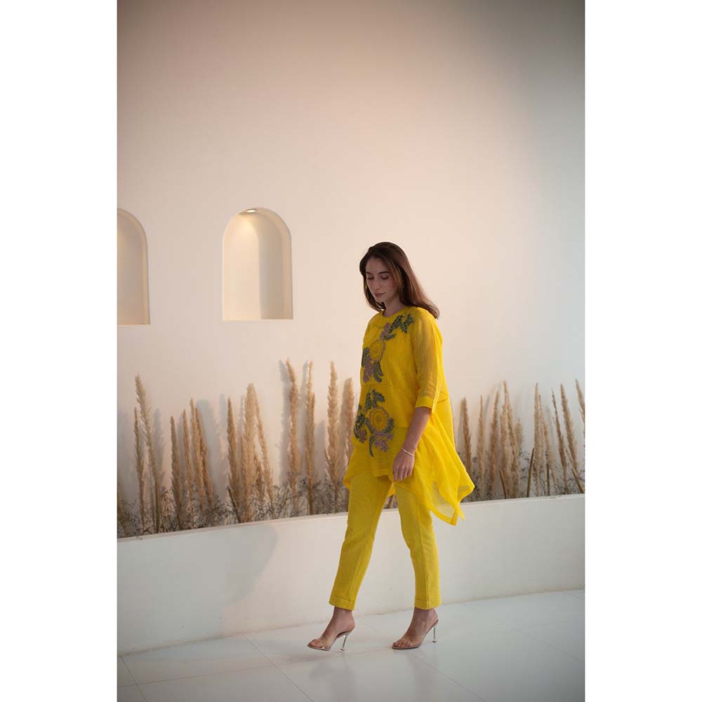 OJA Fern Yellow Embroidered Co-Ord (Set of 3)