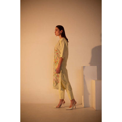 OJA Fern Lime Yellow Kurta and Pant (Set of 2)