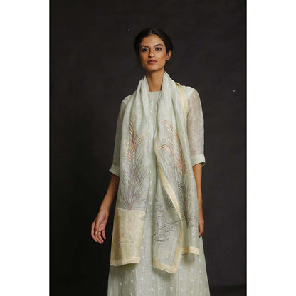 OJA Minty Moana Blue Kurta and Trouser with Dupatta (Set of 3)