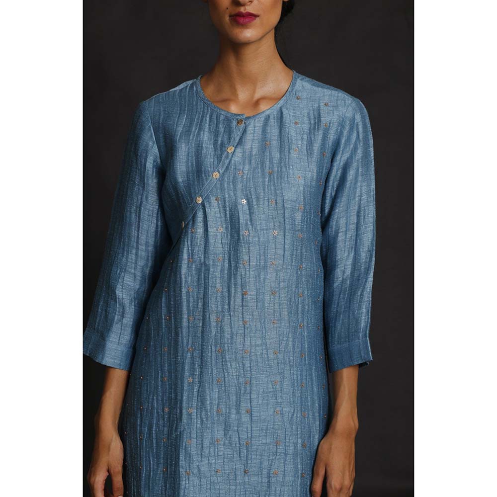 OJA Blue Penta Kurta and Trouser with Dupatta (Set of 3)