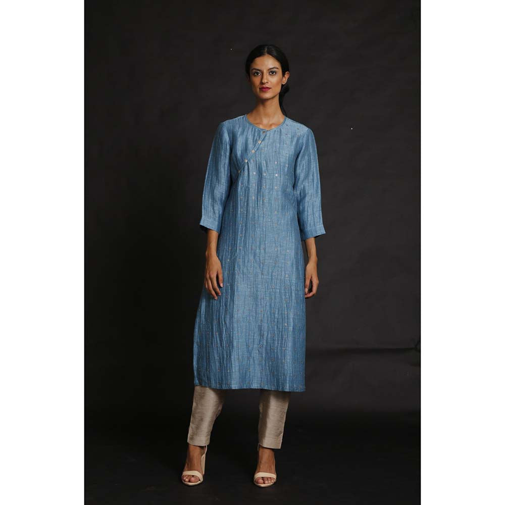 OJA Blue Penta Kurta and Trouser with Dupatta (Set of 3)