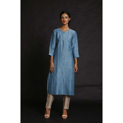 OJA Blue Penta Kurta and Trouser with Dupatta (Set of 3)