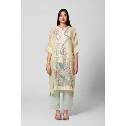 OJA Yellow Blossom Kaftan with Pant and Inner (Set of 3)