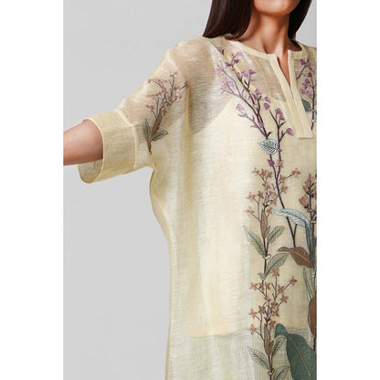 OJA Yellow Blossom Kaftan with Pant and Inner (Set of 3)