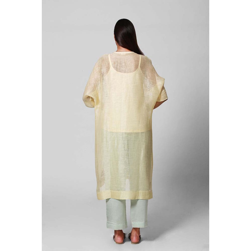 OJA Yellow Blossom Kaftan with Pant and Inner (Set of 3)
