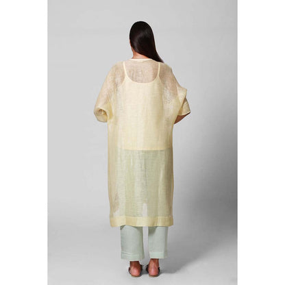 OJA Yellow Blossom Kaftan with Pant and Inner (Set of 3)