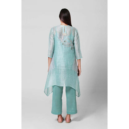 OJA Blue Blossom Floral Kurta and Pant with Inner (Set of 3)