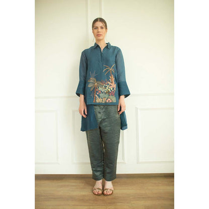 OJA Aurum Teal Tunic and Pant Co-Ord (Set of 2)