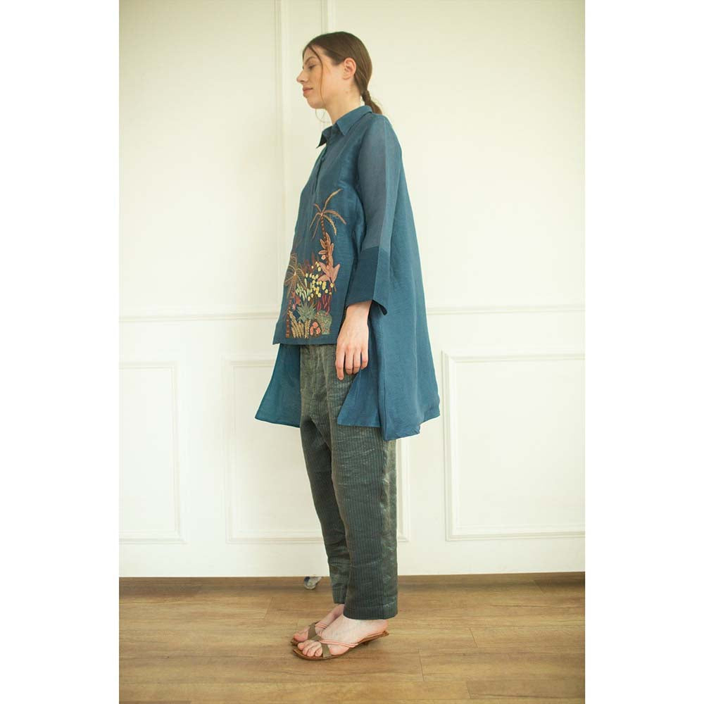 OJA Aurum Teal Tunic and Pant Co-Ord (Set of 2)