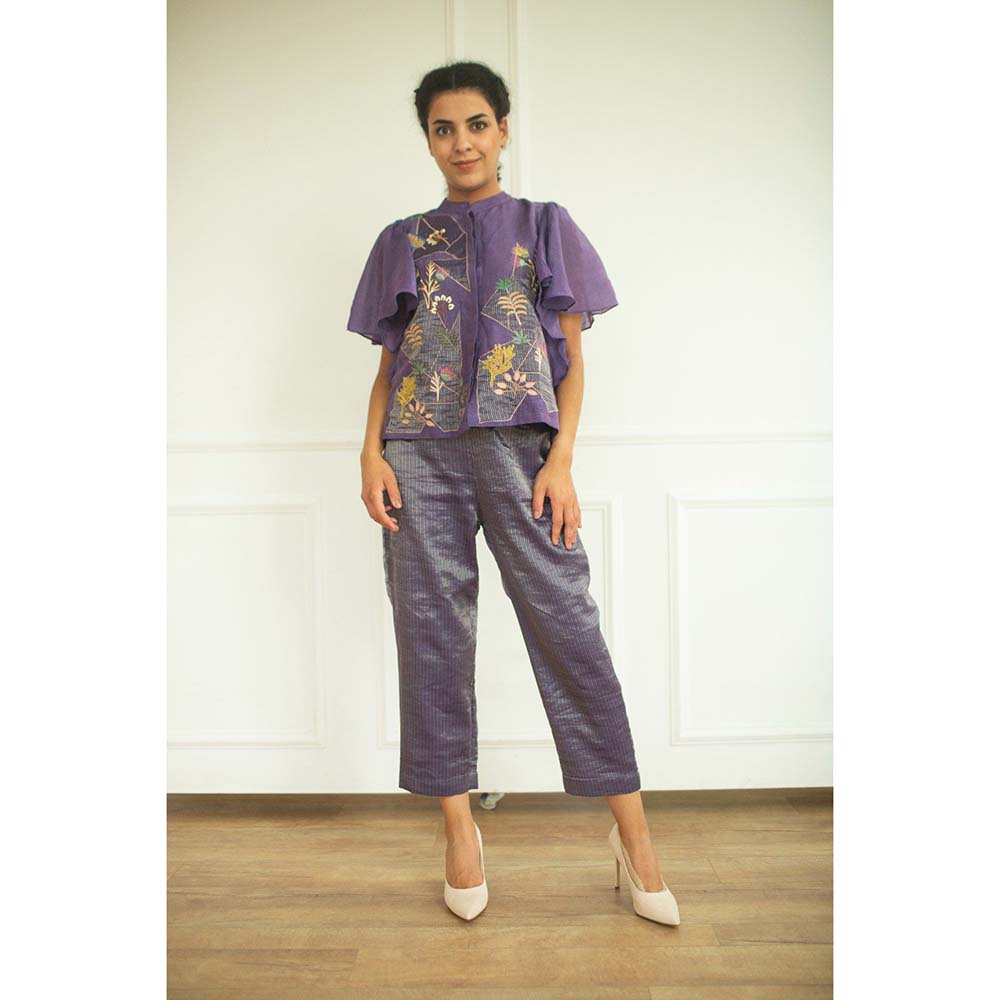 OJA Aurum Plum Top and Pant Co-Ord (Set of 2)
