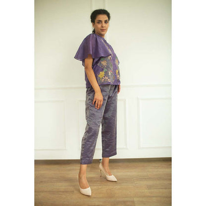 OJA Aurum Plum Top and Pant Co-Ord (Set of 2)