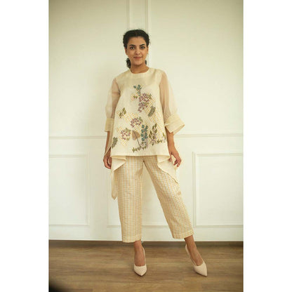 OJA Aurum Ivory Silk Handloom Co-Ord (Set of 2)