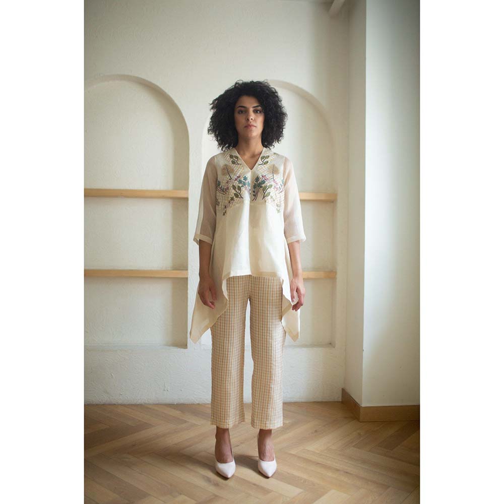 OJA Aurum Ivory Silk Embroidered Co-Ord (Set of 2)