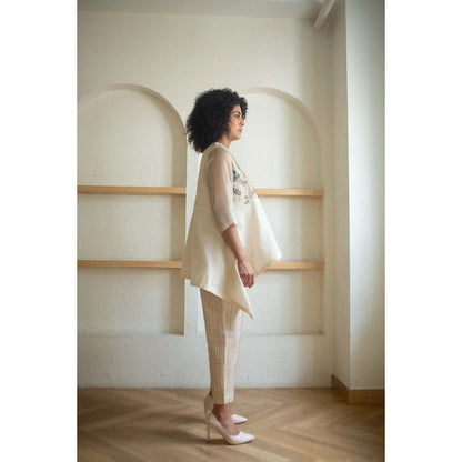 OJA Aurum Ivory Silk Embroidered Co-Ord (Set of 2)