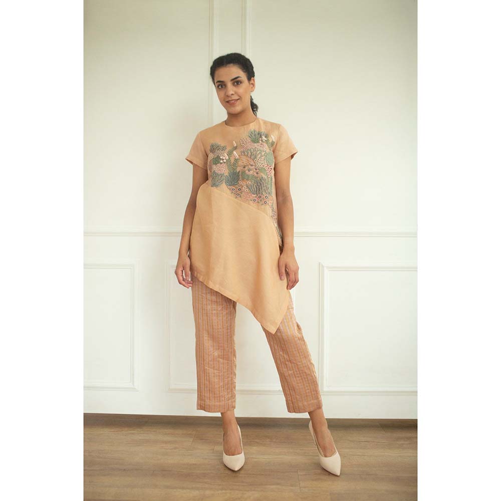 OJA Aurum Rose Gold Embroidered Co-Ord (Set of 2)