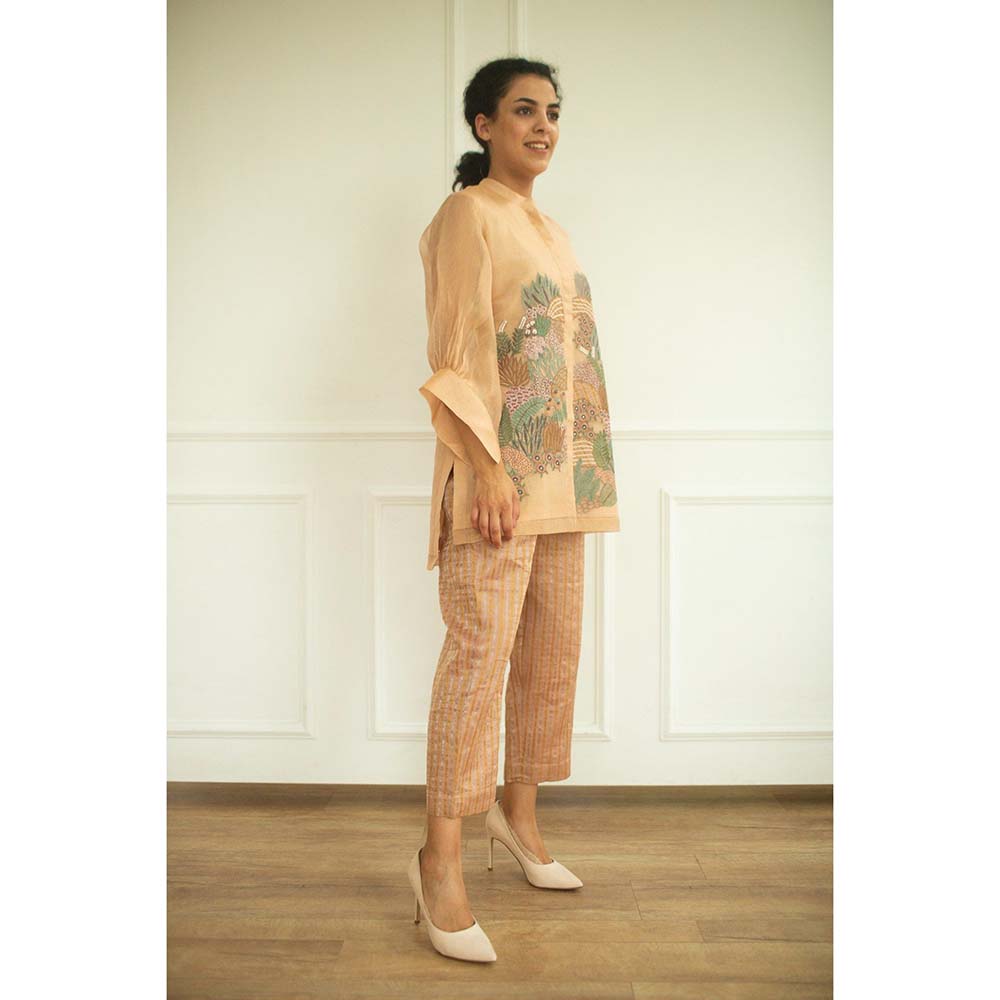 OJA Aurum Rose Gold Handloom Co-Ord (Set of 2)