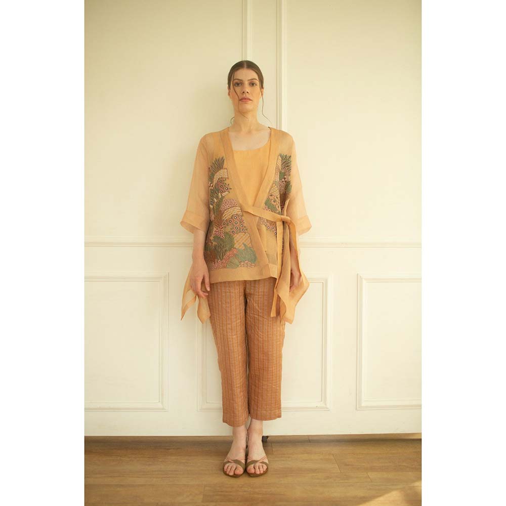 OJA Aurum Orange Tunic and Pant Co-Ord (Set of 3)