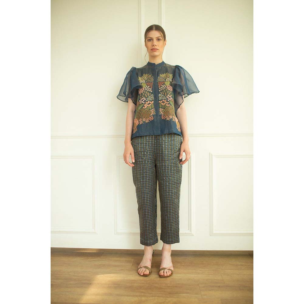 OJA Aurum Marina Embroidered Shirt and Pant Co-Ord (Set of 2)