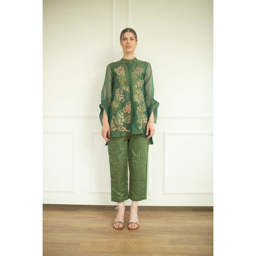 OJA Aurum Plantation Green Embroidered Co-Ord (Set of 2)