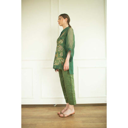 OJA Aurum Plantation Green Embroidered Co-Ord (Set of 2)