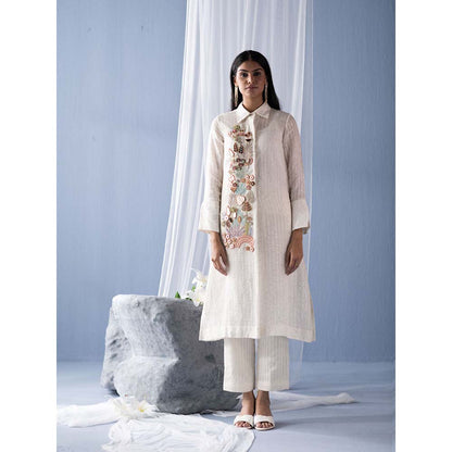OJA White Kurta with Pant (Set of 2)