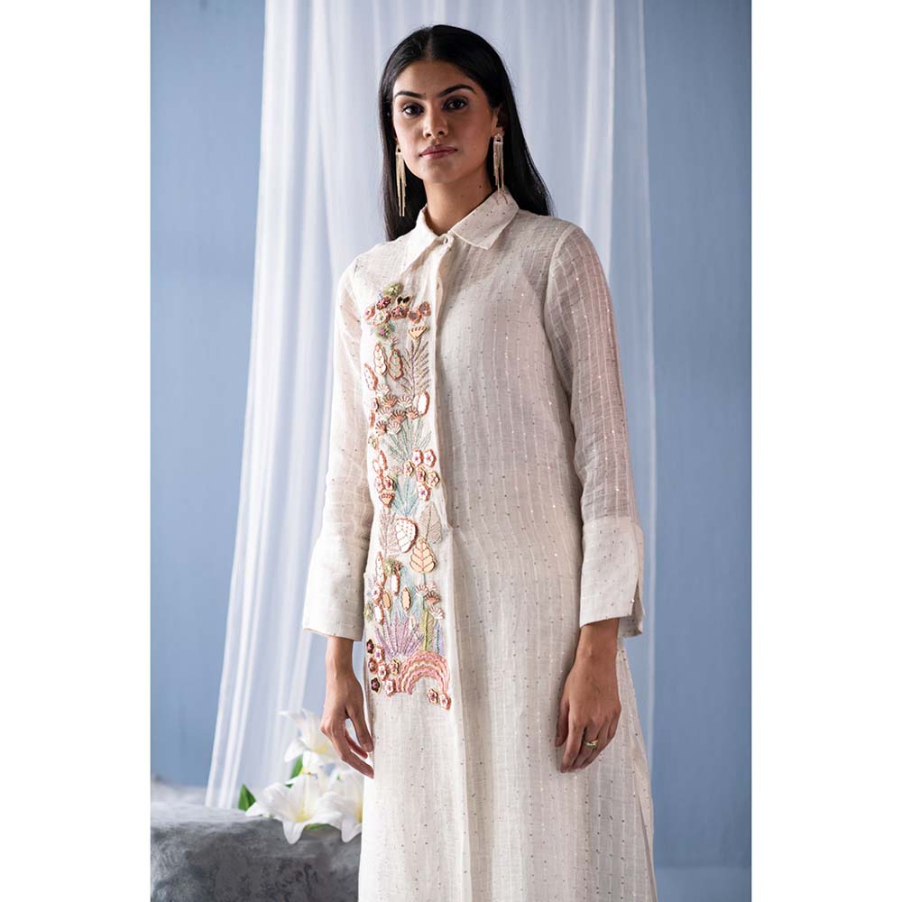 OJA White Kurta with Pant (Set of 2)