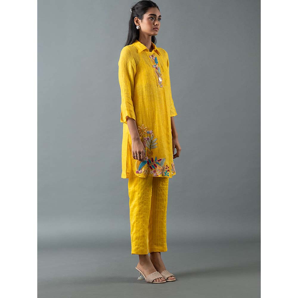 OJA Yellow Kurta with Pant (Set of 2)