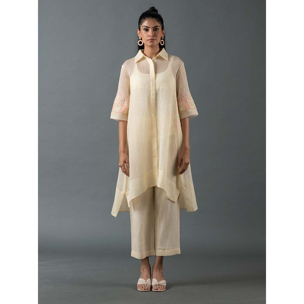 OJA Cream Kurta with Pant (Set of 2)