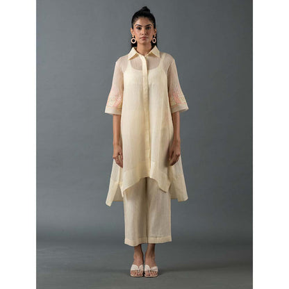 OJA Cream Kurta with Pant (Set of 2)