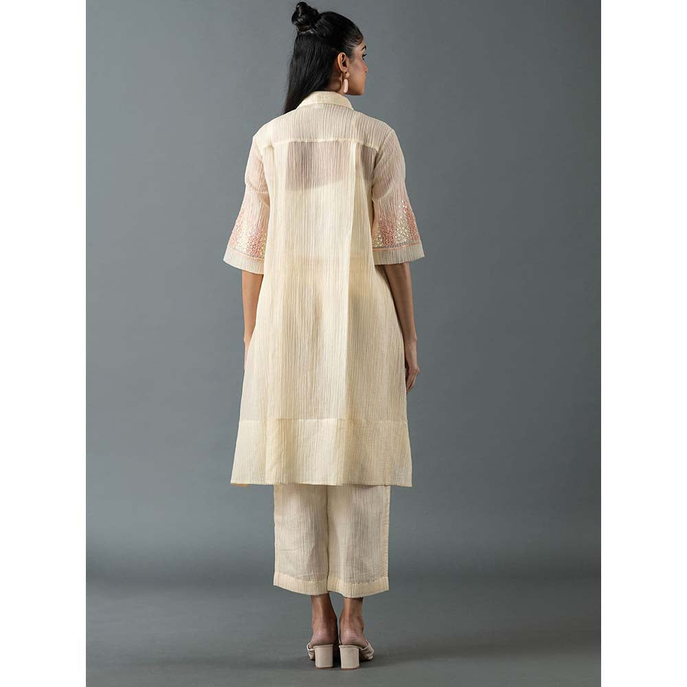 OJA Cream Kurta with Pant (Set of 2)
