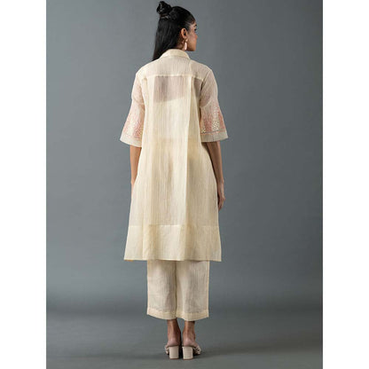 OJA Cream Kurta with Pant (Set of 2)