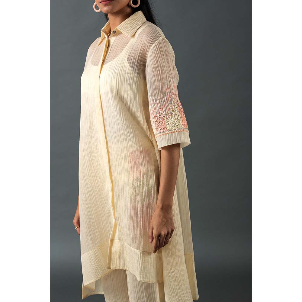 OJA Cream Kurta with Pant (Set of 2)