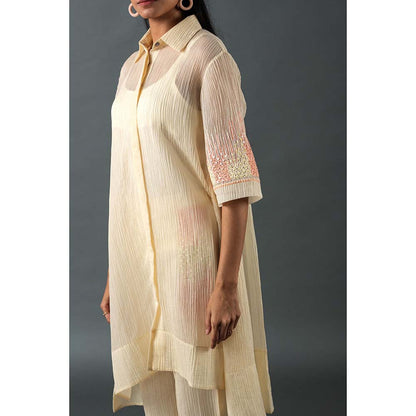 OJA Cream Kurta with Pant (Set of 2)