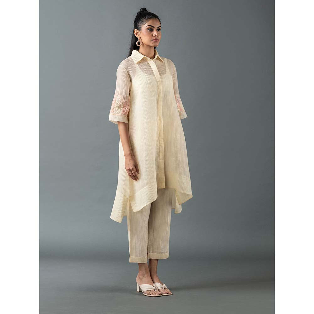 OJA Cream Kurta with Pant (Set of 2)