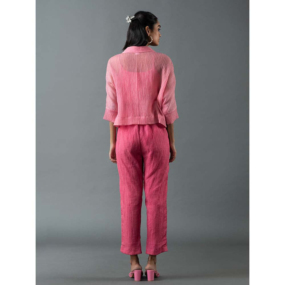 OJA Pink Crop Jacket with Inner and Pant (Set of 3)