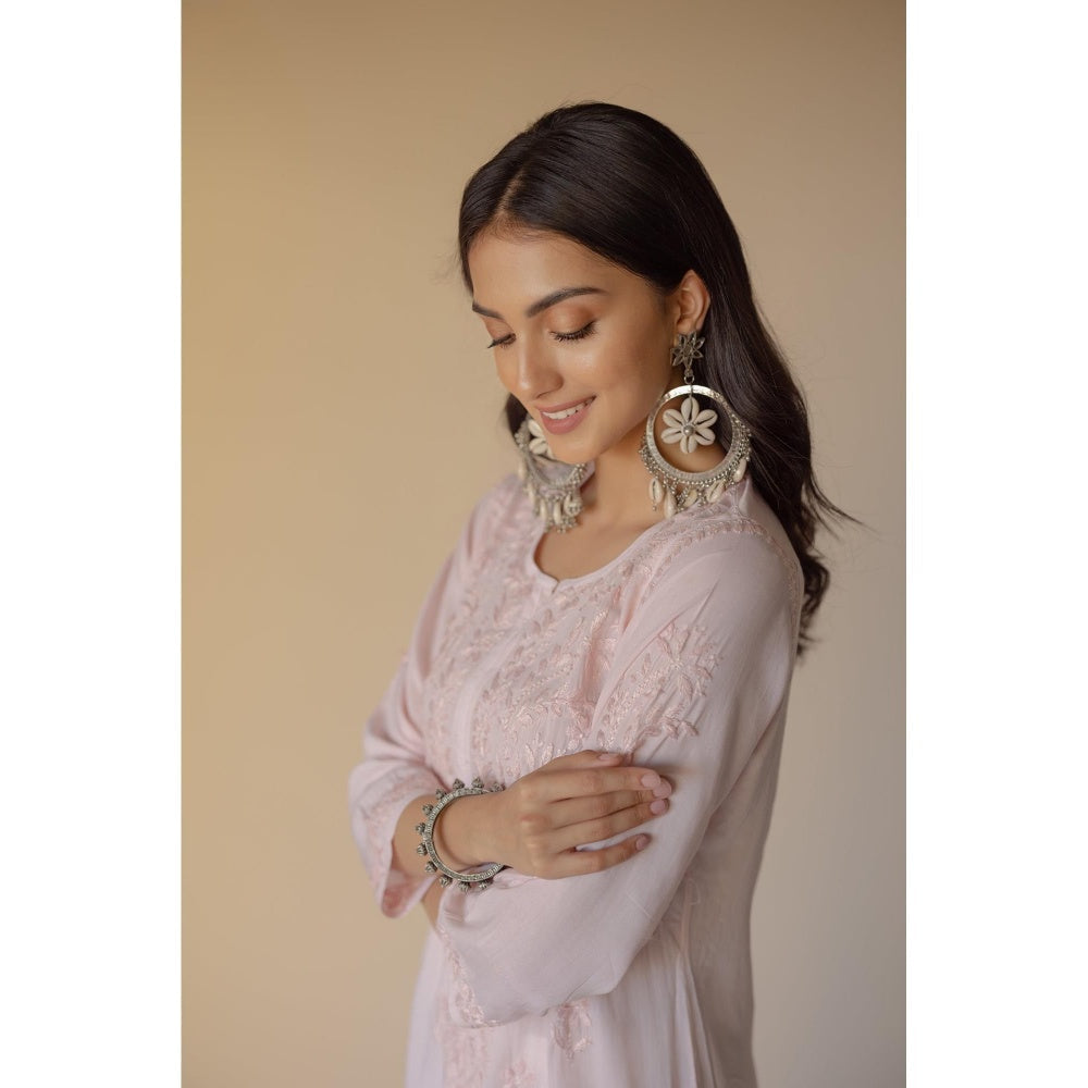 Old Marigold Lulu Light Pink Modal Hand Embroidered Chikankari Kurta